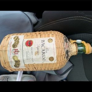 Vintage mid Century Bacardi Wicker Rum Bottle